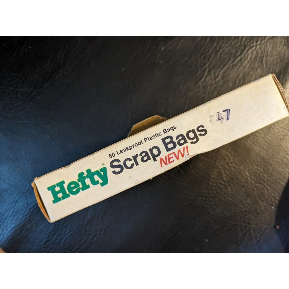 Vintage 1970's Hefty Plastic Scrap Bags 50 Total Plastic Bags Yellow Mobil NEW
